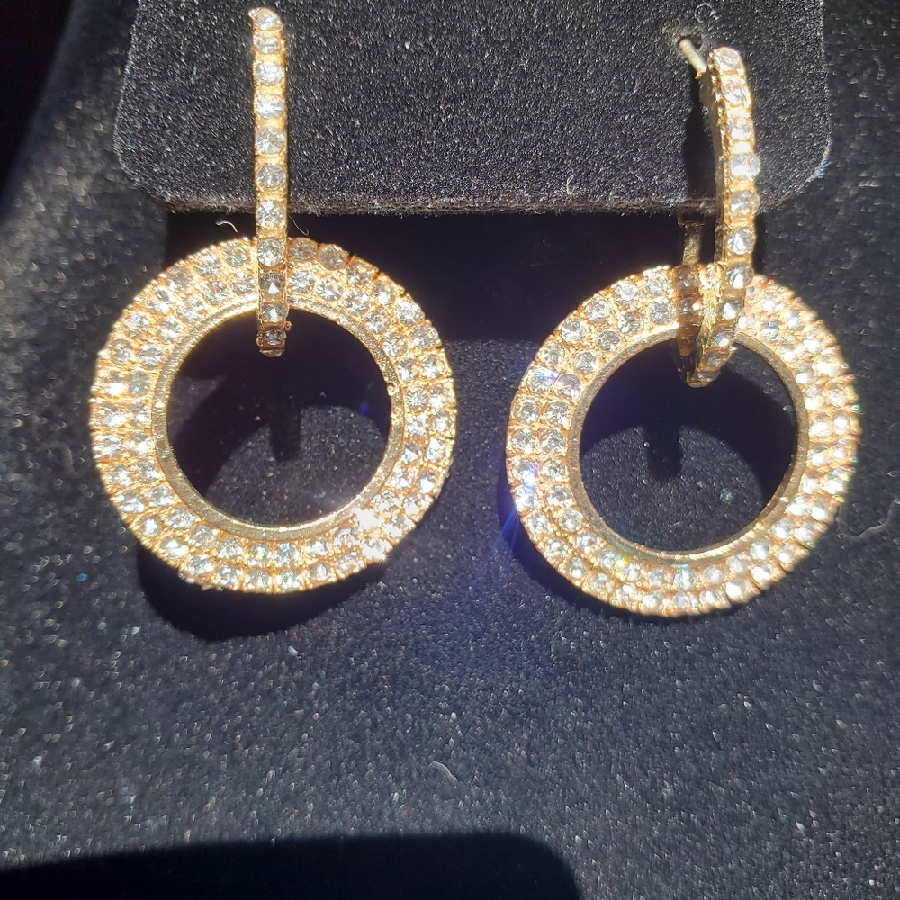 High shine Gold crystal earrings - Picture 10 of 10